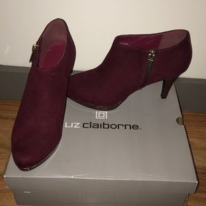 Wine ankle boots